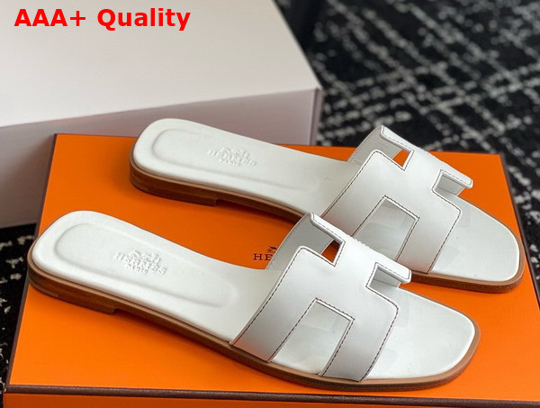 Hermes Oran Sandal in Blanc Box Calfskin Replica