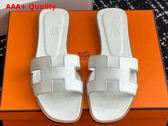 Hermes Oran Sandal in Blanc Box Calfskin Replica