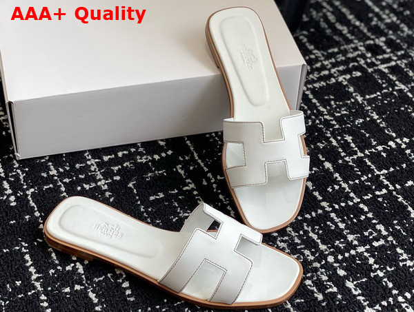 Hermes Oran Sandal in Blanc Box Calfskin Replica