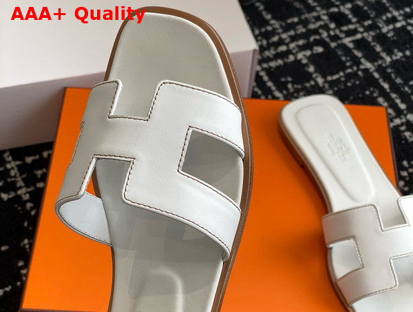 Hermes Oran Sandal in Blanc Box Calfskin Replica