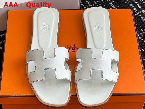 Hermes Oran Sandal in Blanc Box Calfskin Replica