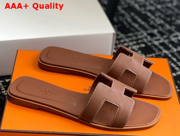 Hermes Oran Sandal in Gold Box Calfskin Replica