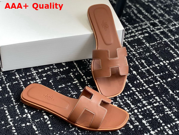 Hermes Oran Sandal in Gold Box Calfskin Replica