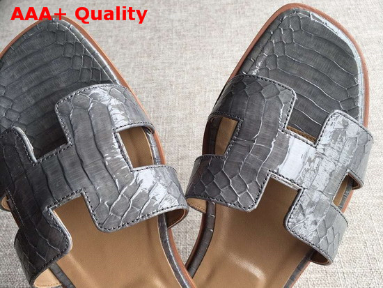 Hermes Oran Sandal in Grey Snakeskin Replica