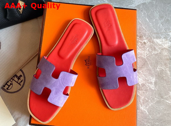 Hermes Oran Sandal in Light Purple Suede Goatskin Replica