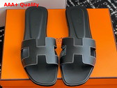 Hermes Oran Sandal in Noir Box Calfskin Replica