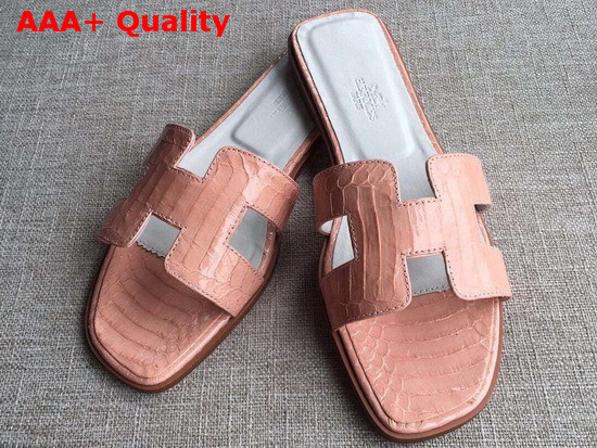 Hermes Oran Sandal in Pink Snakeskin Replica