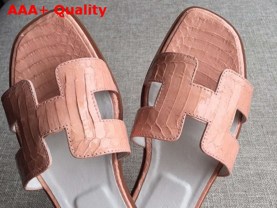 Hermes Oran Sandal in Pink Snakeskin Replica