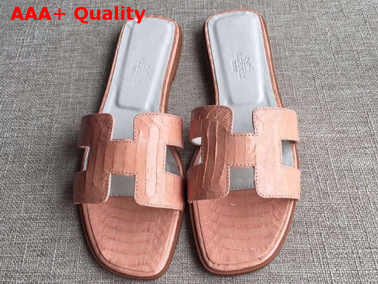 Hermes Oran Sandal in Pink Snakeskin Replica