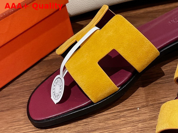 Hermes Oran Sandal in Suede Goatskin Jaune Topaze Replica