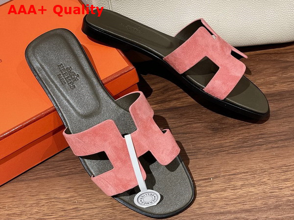 Hermes Oran Sandal in Suede Goatskin Rose Du Desert Replica