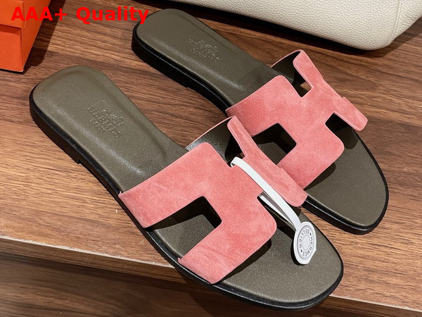 Hermes Oran Sandal in Suede Goatskin Rose Du Desert Replica