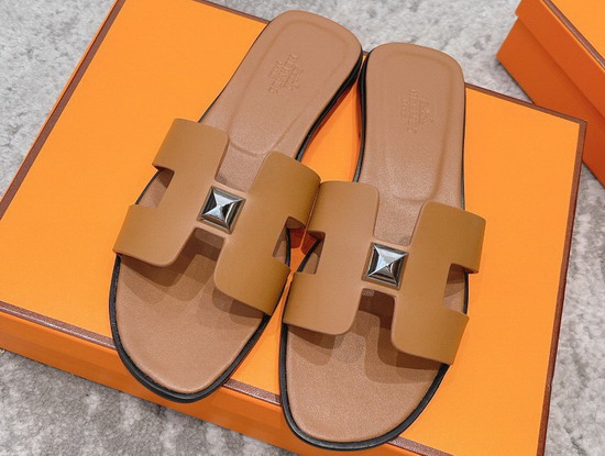 Hermes Oran Sandal in Tan Calfskin Replica