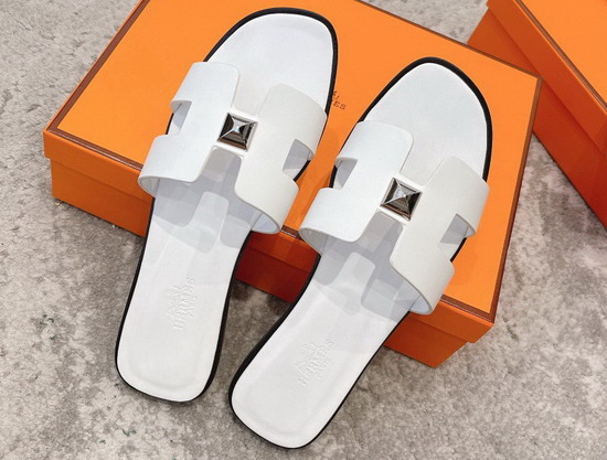 Hermes Oran Sandal in White Calfskin Replica