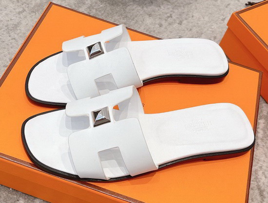 Hermes Oran Sandal in White Calfskin Replica