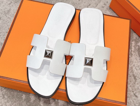 Hermes Oran Sandal in White Calfskin Replica