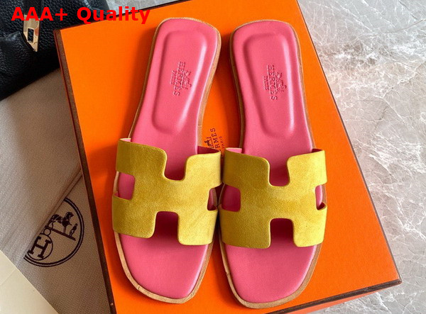 Hermes Oran Sandal in Yellow Suede Goatskin Replica