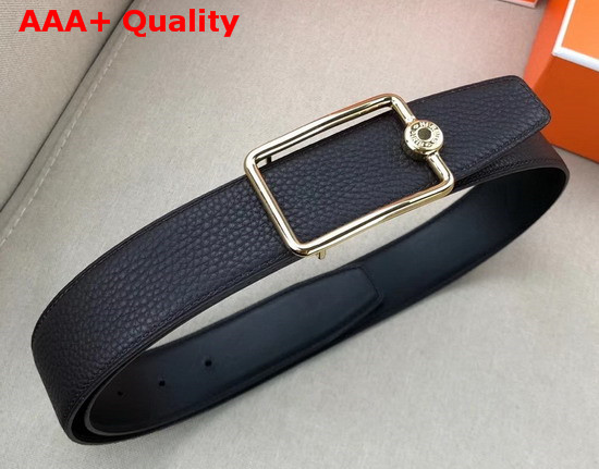 Hermes Oscar Buckle Reversible Leather Strap 38mm in 135 and Togo Calfskin Navy Blue and Black Replica