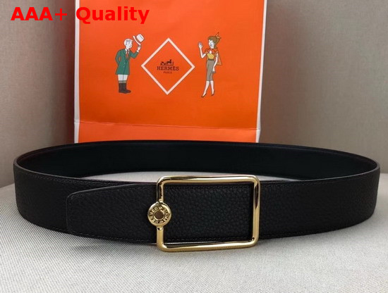 Hermes Oscar Buckle Reversible Leather Strap 38mm in 135 and Togo Calfskin Navy Blue and Black Replica