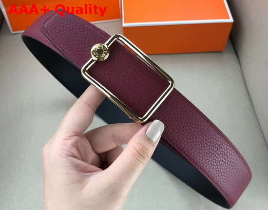 Hermes Oscar Buckle Reversible Leather Strap 38mm in 135 and Togo Calfskin Noir Bordeaux Replica