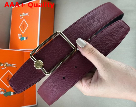 Hermes Oscar Buckle Reversible Leather Strap 38mm in 135 and Togo Calfskin Noir Bordeaux Replica