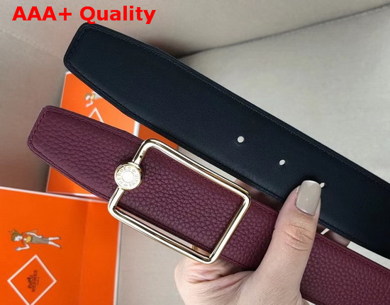 Hermes Oscar Buckle Reversible Leather Strap 38mm in 135 and Togo Calfskin Noir Bordeaux Replica