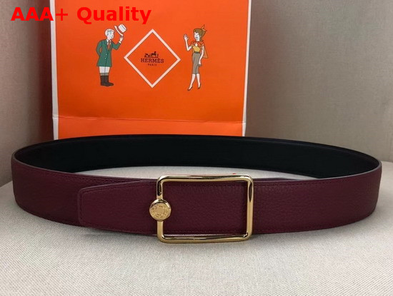 Hermes Oscar Buckle Reversible Leather Strap 38mm in 135 and Togo Calfskin Noir Bordeaux Replica