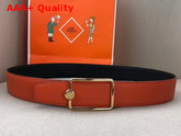 Hermes Oscar Buckle Reversible Leather Strap 38mm in 135 and Togo Calfskin Noir Orange Replica