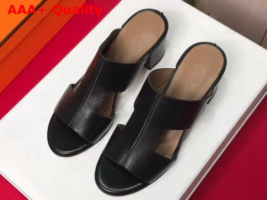 Hermes Ostia Sandal in Black Calfskin Replica