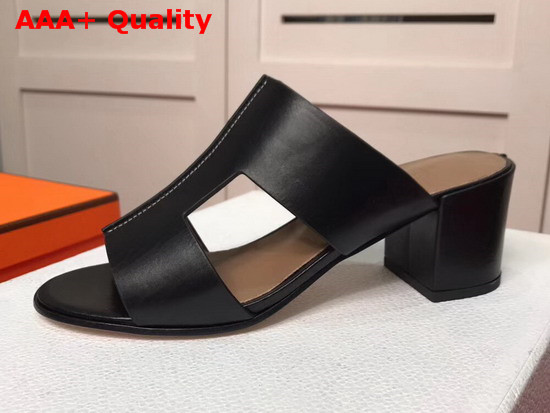 Hermes Ostia Sandal in Black Calfskin Replica