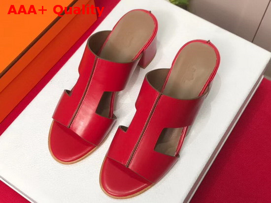 Hermes Ostia Sandal in Red Calfskin Replica