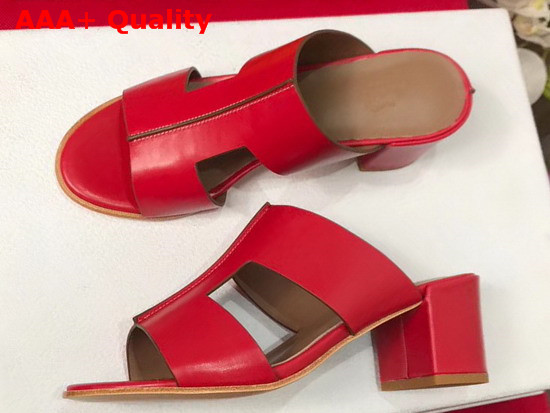 Hermes Ostia Sandal in Red Calfskin Replica