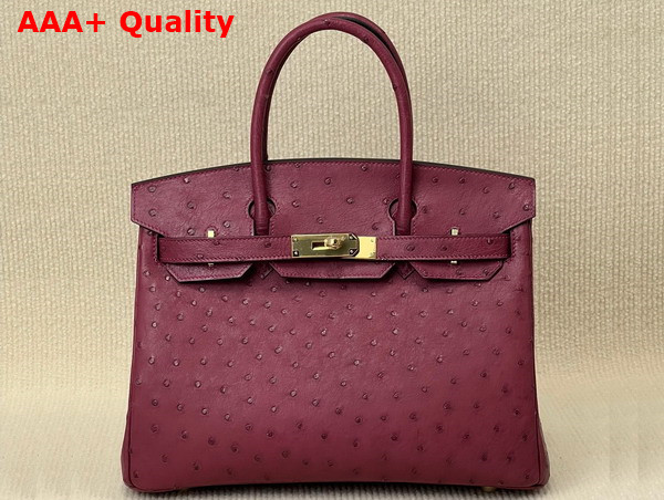 Hermes Ostrich Birkin 30 Bag in Burgundy Replica