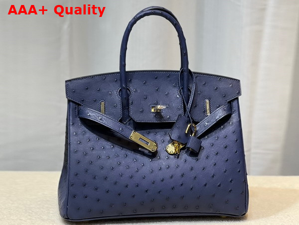 Hermes Ostrich Birkin 30 Bag in Midnight Blue Replica