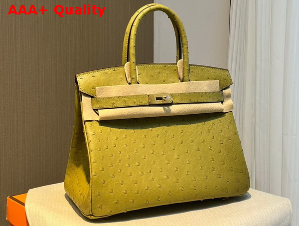 Hermes Ostrich Birkin 30 Bag in Yellow Replica