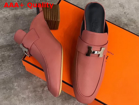 Hermes Paradis Mule in Rouge Blush Goatskin Replica