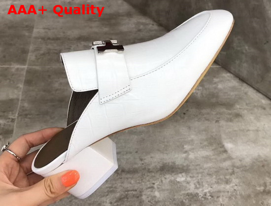 Hermes Paradis Mule in White Alligator Leather Replica