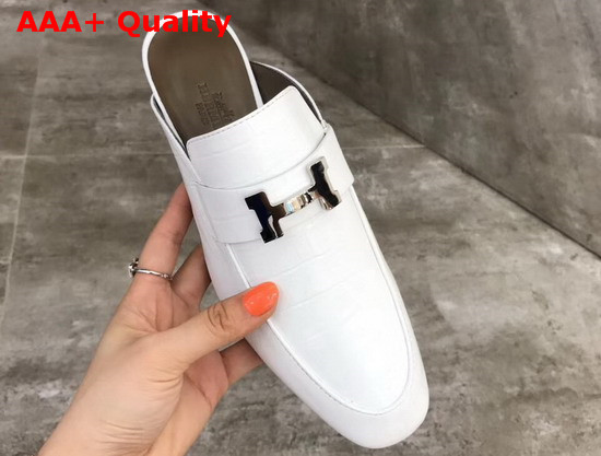 Hermes Paradis Mule in White Alligator Leather Replica