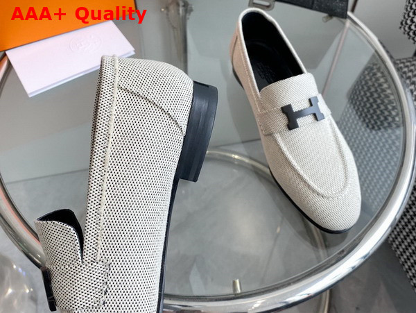 Hermes Paris Loafer in Beige Canvas Replica