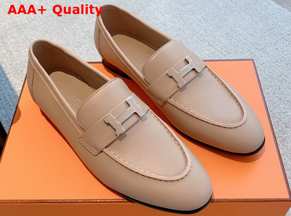 Hermes Paris Loafer in Beige Nude Goatskin Replica