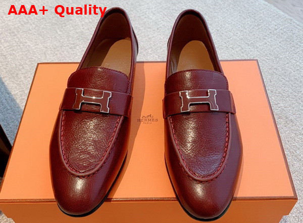 Hermes Paris Loafer in Burgundy Goatskin Replica