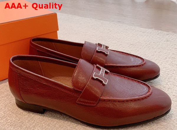 Hermes Paris Loafer in Burgundy Goatskin Replica