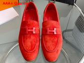 Hermes Paris Loafer in Orange Suede Goatskin Replica