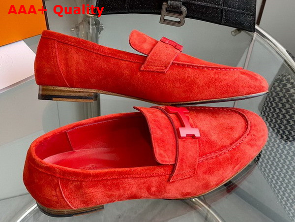 Hermes Paris Loafer in Orange Suede Goatskin Replica