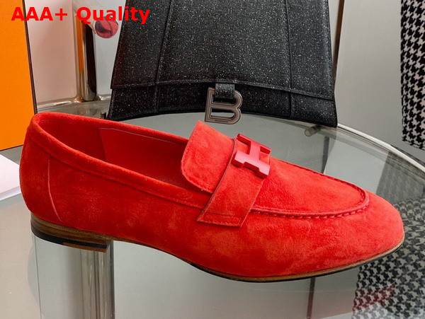 Hermes Paris Loafer in Orange Suede Goatskin Replica