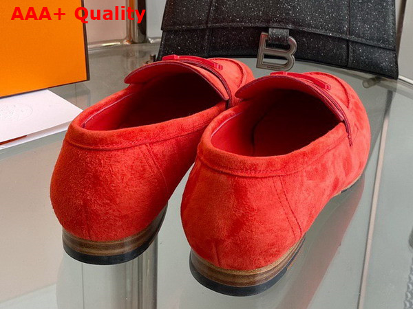 Hermes Paris Loafer in Orange Suede Goatskin Replica