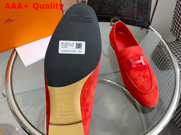 Hermes Paris Loafer in Orange Suede Goatskin Replica