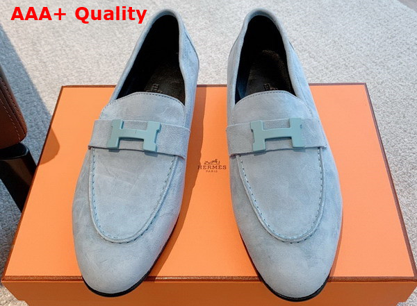 Hermes Paris Loafer in Pale Blue Suede Goatskin Replica