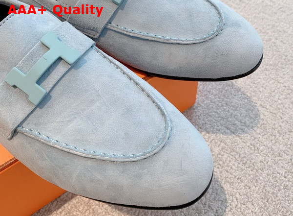 Hermes Paris Loafer in Pale Blue Suede Goatskin Replica