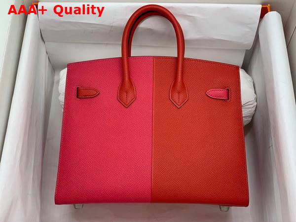 Hermes Patchwork Birkin 25 Epsom Leather Red and Pink Replica